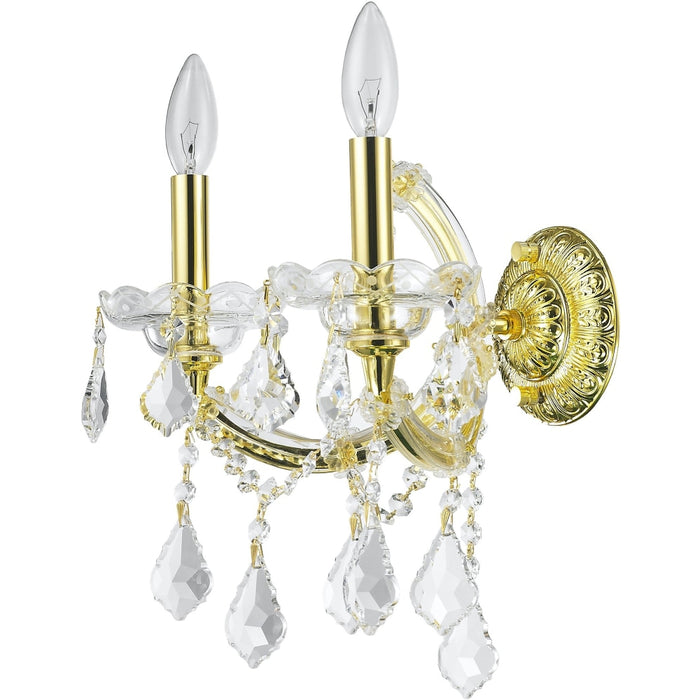 Maria Theresa Polished Gold Clear Crystal 2 Light Wall Sconce - Wall Sconces