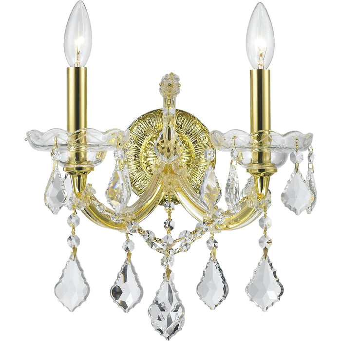Maria Theresa Polished Gold Clear Crystal 2 Light Wall Sconce - Wall Sconces