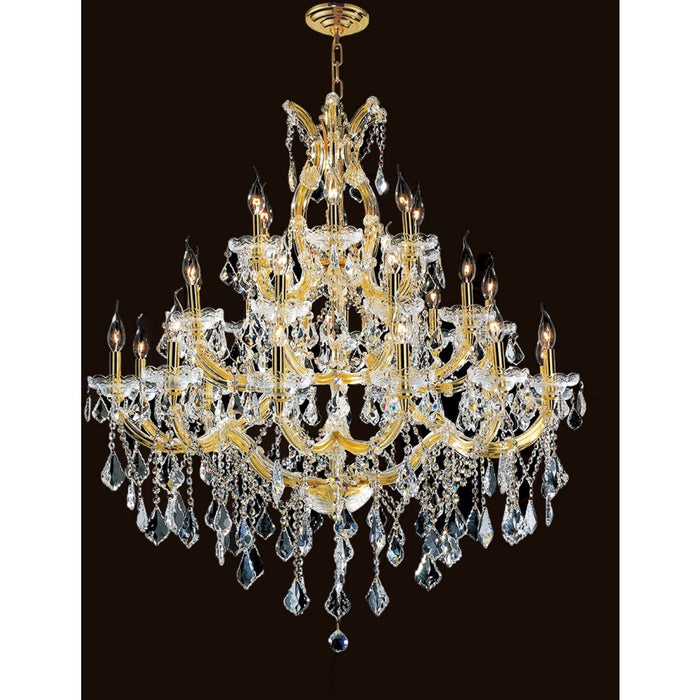 Maria Theresa Polished Gold Clear Crystal 28 Light Chandelier - Chandeliers