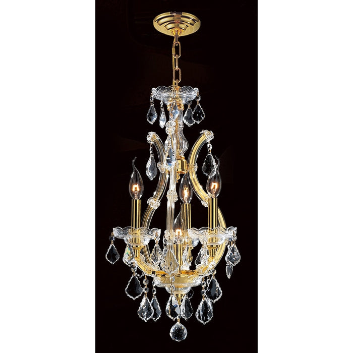 Maria Theresa Polished Gold Clear Crystal 4 Light Chandelier - Chandeliers