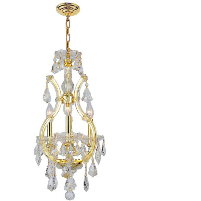 Maria Theresa Polished Gold Clear Crystal 4 Light Chandelier - Chandeliers