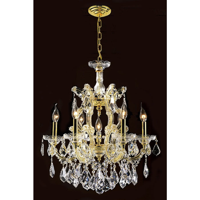 Maria Theresa Polished Gold Clear Crystal 7 Light Chandelier - Chandeliers