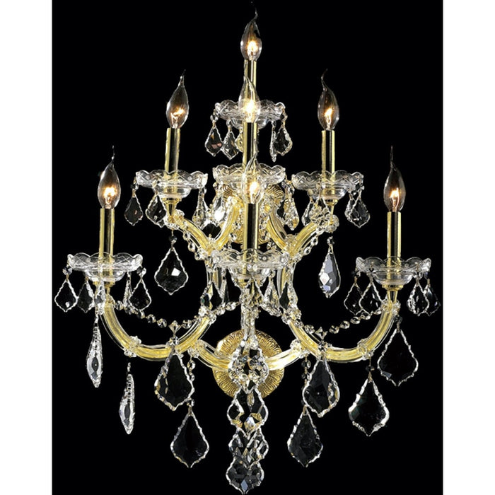 Maria Theresa Polished Gold Clear Crystal 7 Light Wall Sconce - Wall Sconces