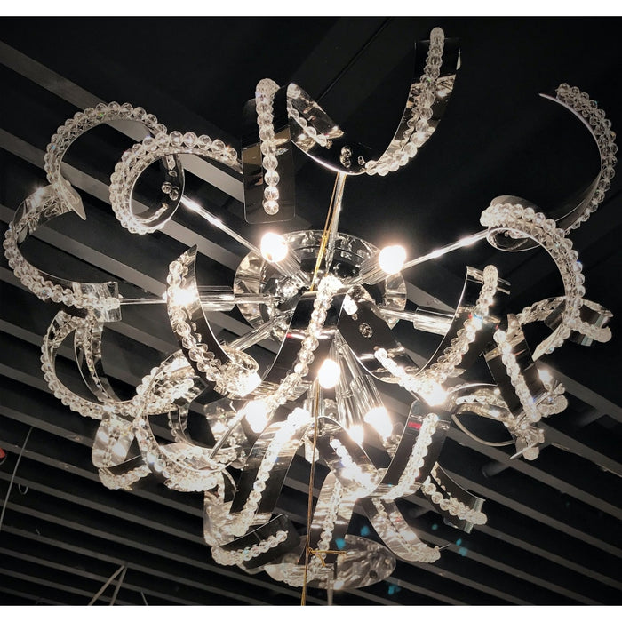 Medusa Polished Chrome Clear Crystal 12 Light Halogen Flushmount - Flushmounts
