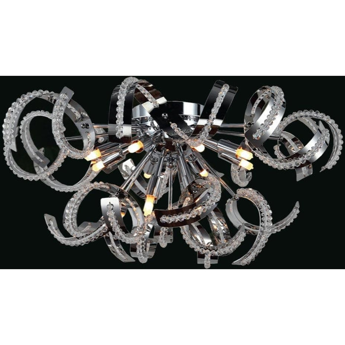Medusa Polished Chrome Clear Crystal 12 Light Halogen Flushmount - Flushmounts