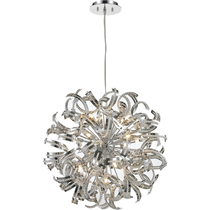 Medusa Polished Chrome Clear Crystal 13 Light Chandelier - Chandeliers
