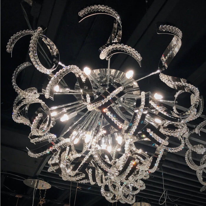 Medusa Polished Chrome Clear Crystal 19 Light Halogen Flushmount - Flushmounts