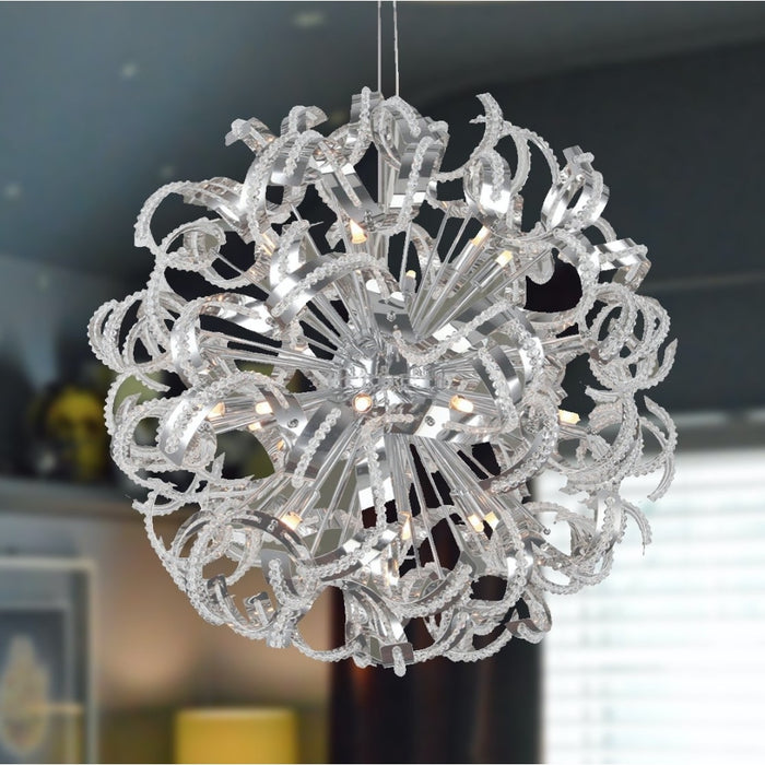 Medusa Polished Chrome Clear Crystal 25 Light Chandelier - Chandeliers