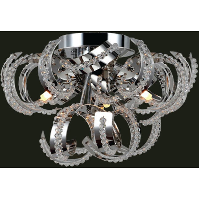 Medusa Polished Chrome Clear Crystal 3 Light Halogen Flushmount - Flushmounts