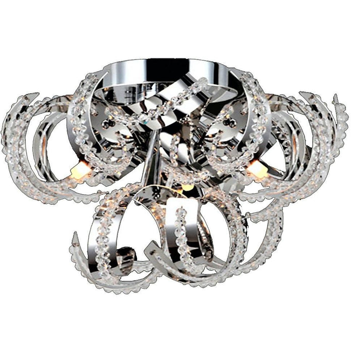 Medusa Polished Chrome Clear Crystal 3 Light Halogen Flushmount - Flushmounts