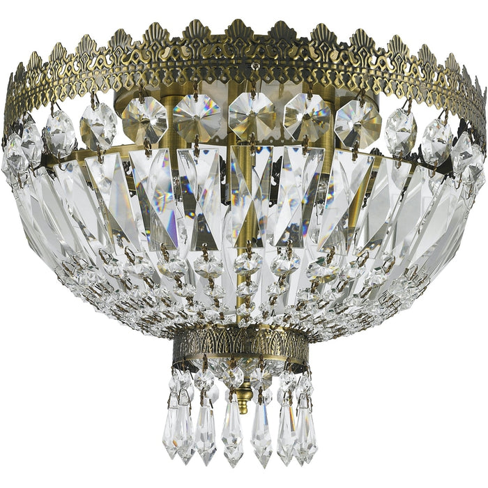 Metropolitan Antique Bronze Clear Crystal 3 Light Flushmount - Flushmounts