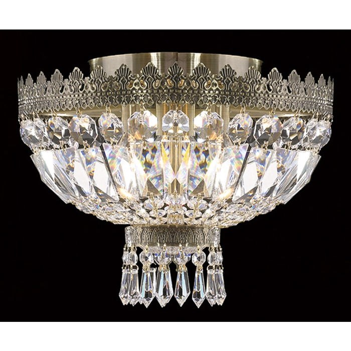 Metropolitan Antique Bronze Clear Crystal 3 Light Flushmount - Flushmounts