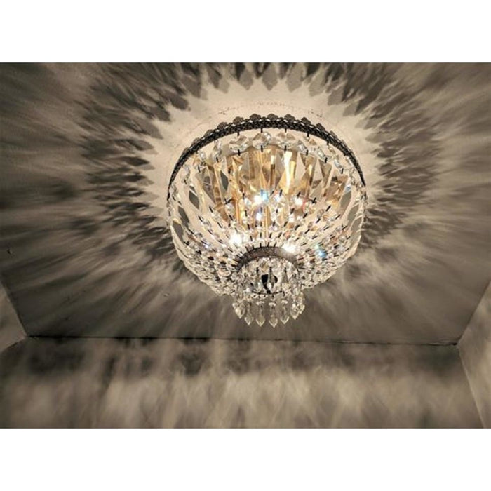 Metropolitan Antique Bronze Clear Crystal 3 Light Flushmount - Flushmounts