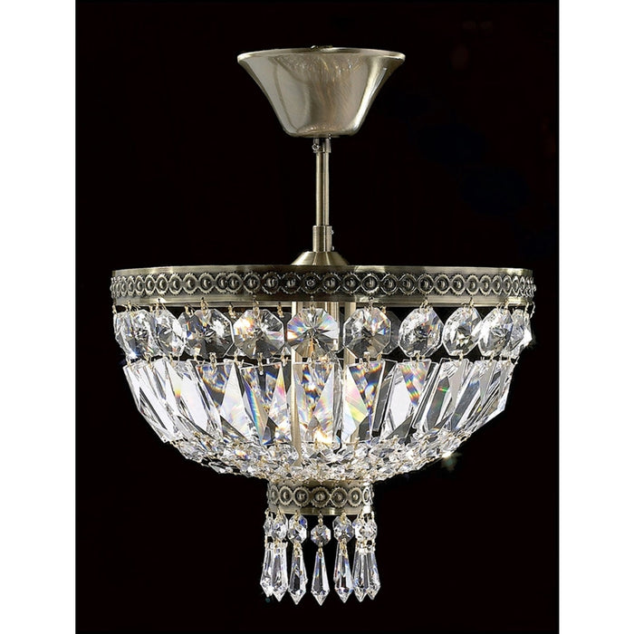 Metropolitan Antique Bronze Clear Crystal 3 Light Semi-Flushmount - Semi-Flushmounts