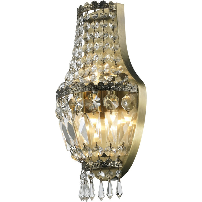 Metropolitan Antique Bronze Clear Crystal 3 Light Wall Sconce - Wall Sconces