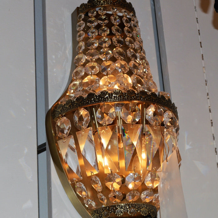 Metropolitan Antique Bronze Clear Crystal 3 Light Wall Sconce - Wall Sconces
