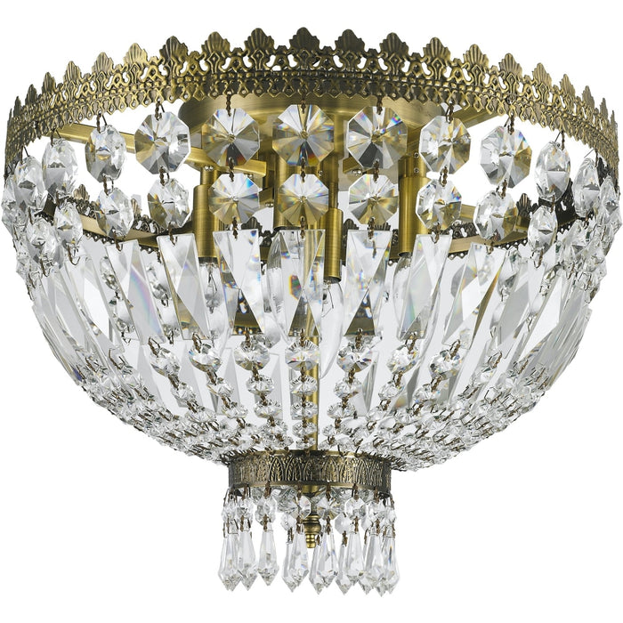 Metropolitan Antique Bronze Clear Crystal 4 Light Flushmount - Flushmounts