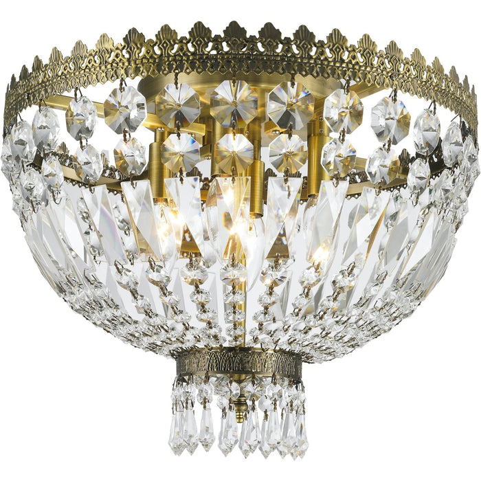 Metropolitan Antique Bronze Clear Crystal 4 Light Flushmount - Flushmounts