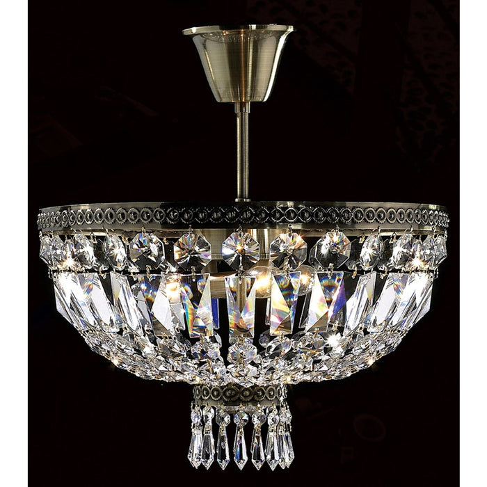 Metropolitan Antique Bronze Clear Crystal 4 Light Semi-Flushmount - Semi-Flushmounts