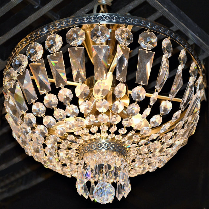 Metropolitan Antique Bronze Clear Crystal 4 Light Semi-Flushmount - Semi-Flushmounts