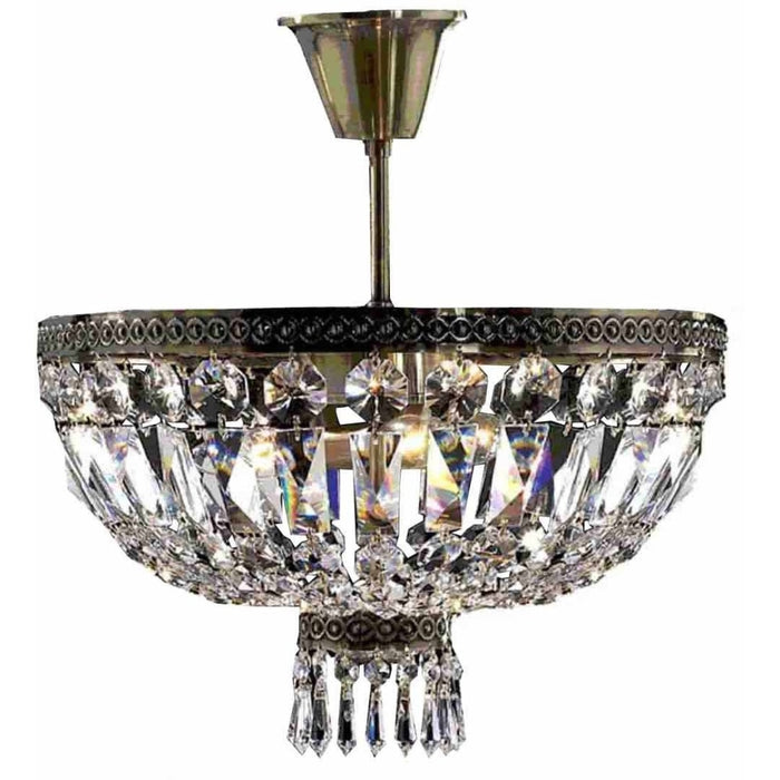 Metropolitan Antique Bronze Clear Crystal 4 Light Semi-Flushmount - Semi-Flushmounts