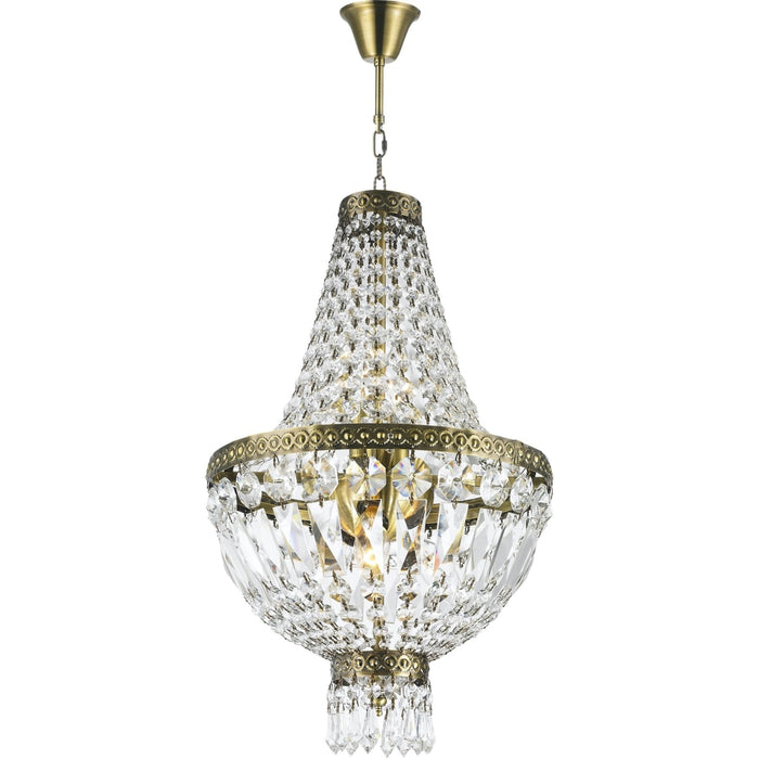 Metropolitan Antique Bronze Clear Crystal 5 Light Chandelier - Chandeliers