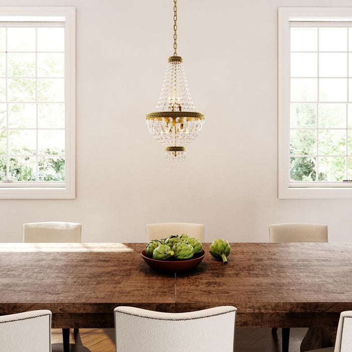 Metropolitan Antique Bronze Clear Crystal 5 Light Chandelier - Chandeliers