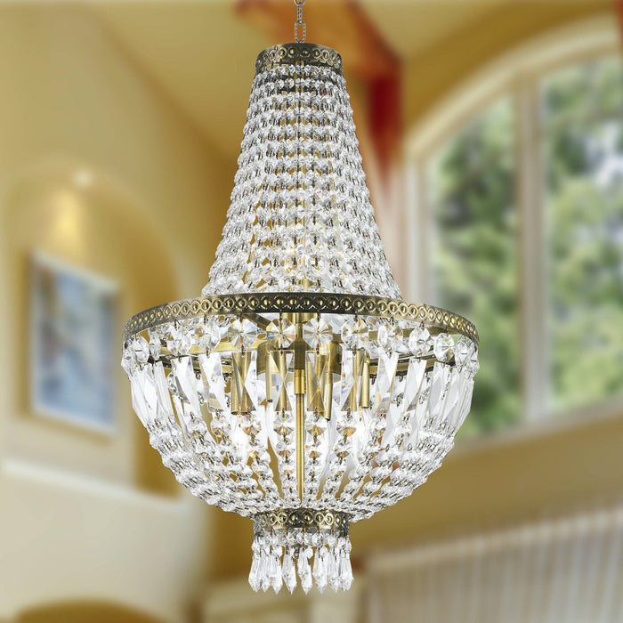 Metropolitan Antique Bronze Clear Crystal 6 Light Chandelier - Chandeliers