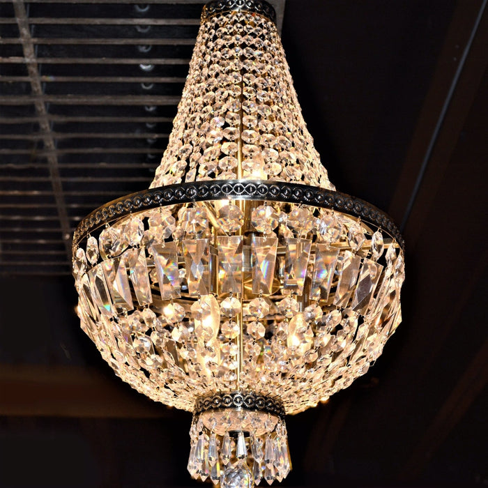 Metropolitan Antique Bronze Clear Crystal 6 Light Chandelier - Chandeliers
