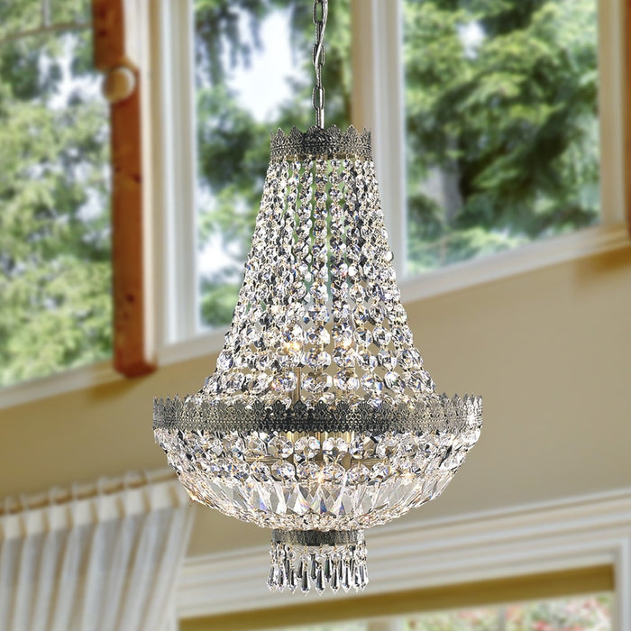 Metropolitan Antique Bronze Clear Crystal 6 Light Chandelier - Chandeliers