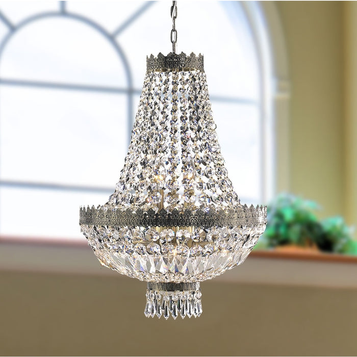 Metropolitan Antique Bronze Clear Crystal 6 Light Chandelier - Chandeliers