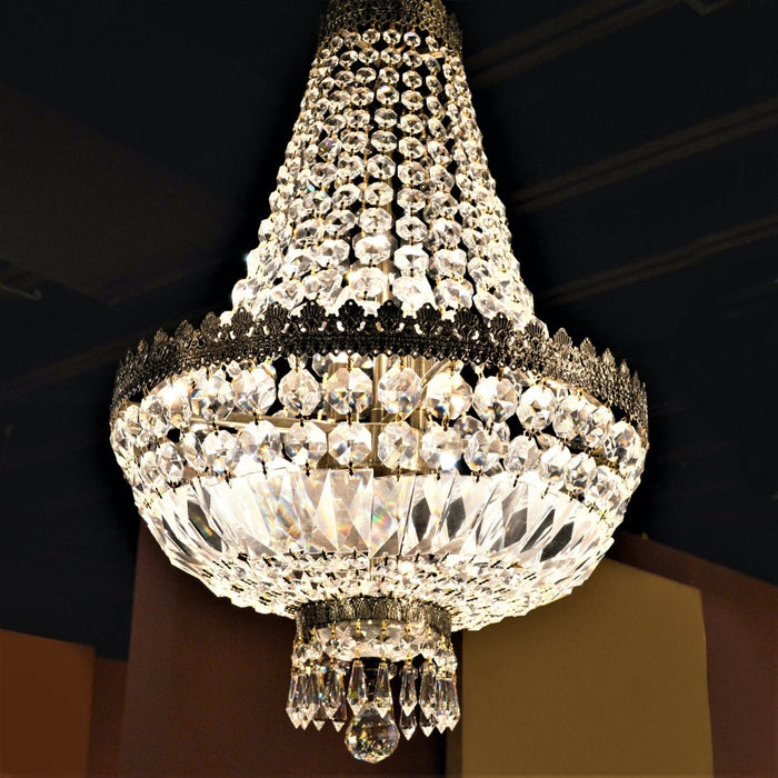 Metropolitan Antique Bronze Clear Crystal 6 Light Chandelier - Chandeliers