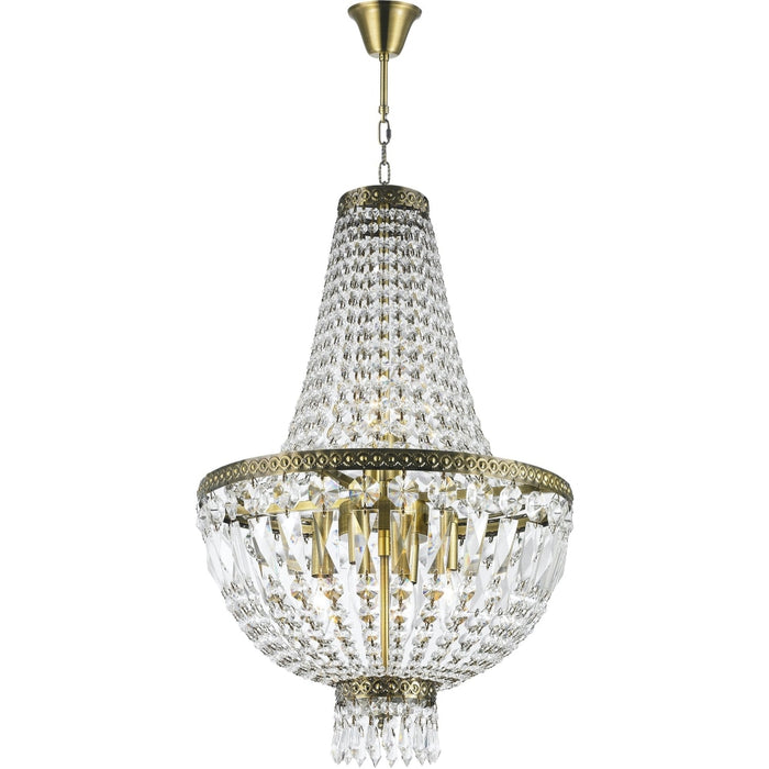 Metropolitan Antique Bronze Clear Crystal 6 Light Chandelier - Chandeliers
