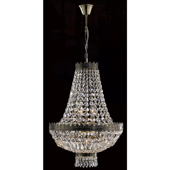 Metropolitan Antique Bronze Clear Crystal 6 Light Chandelier - Chandeliers