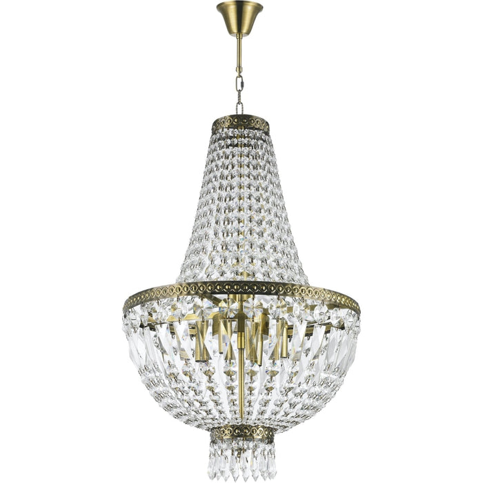 Metropolitan Antique Bronze Clear Crystal 6 Light Chandelier - Chandeliers