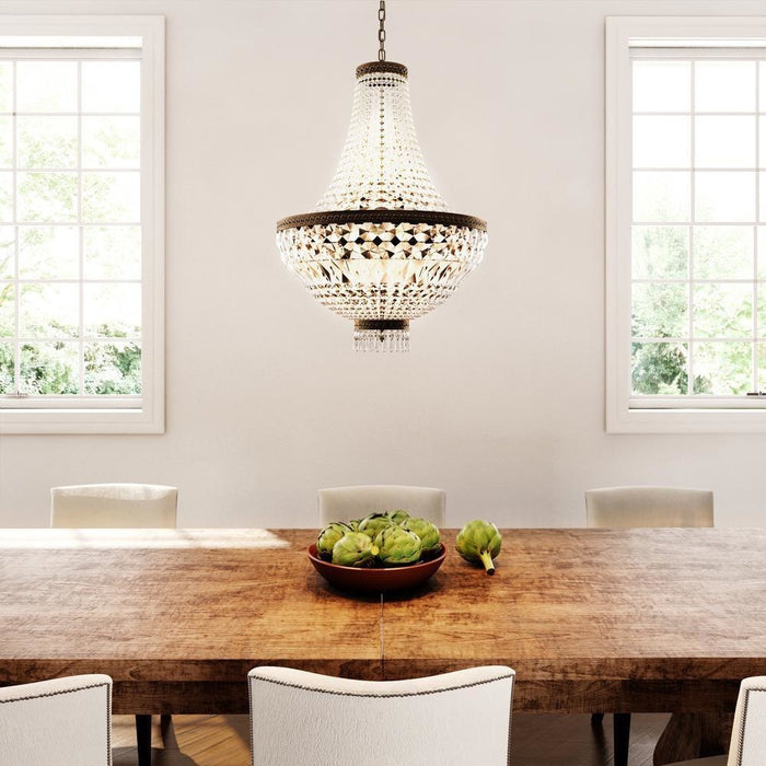 Metropolitan Antique Bronze Clear Crystal 8 Light Chandelier - Chandeliers