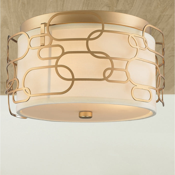 Montauk Matte Gold 3 Light Flushmount - Flushmounts