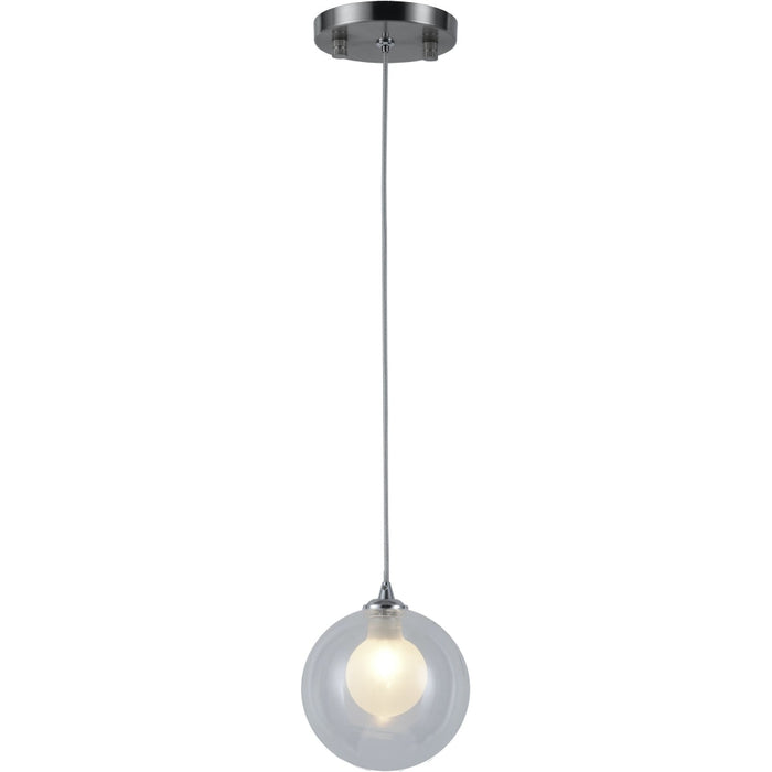 Moulin Matte Nickel Clear Frost Glass 1 Light Halogen Pendant - Pendants
