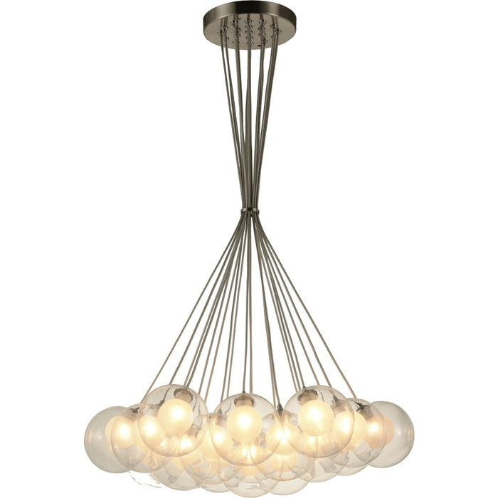 Moulin Matte Nickel Clear Frost Glass 19 Light Halogen Pendant - Pendants