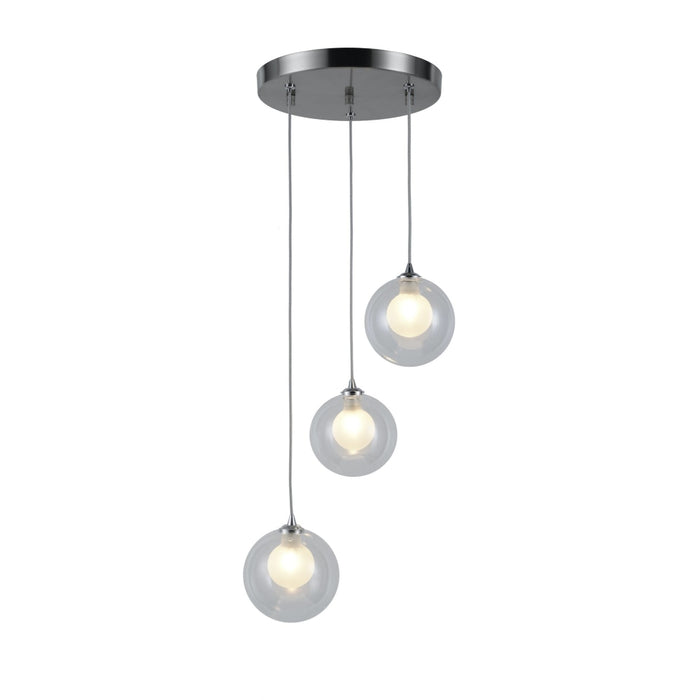 Moulin Matte Nickel Clear Frost Glass 3 Light Halogen Pendant - Pendants