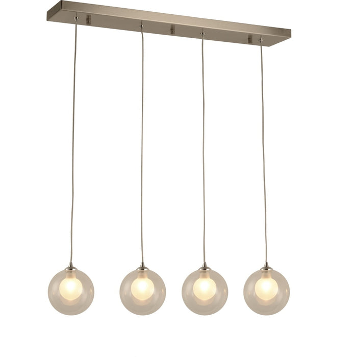 Moulin Matte Nickel Clear Frost Glass 4 Light Halogen Pendant - Pendants