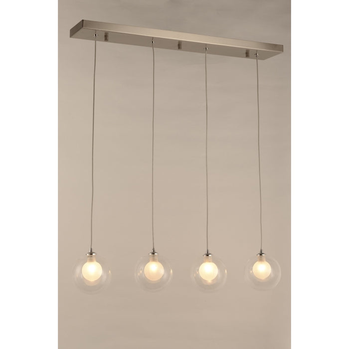 Moulin Matte Nickel Clear Frost Glass 4 Light Halogen Pendant - Pendants