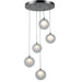 Moulin Matte Nickel Clear Frost Glass 5 Light Halogen Pendant - Pendants