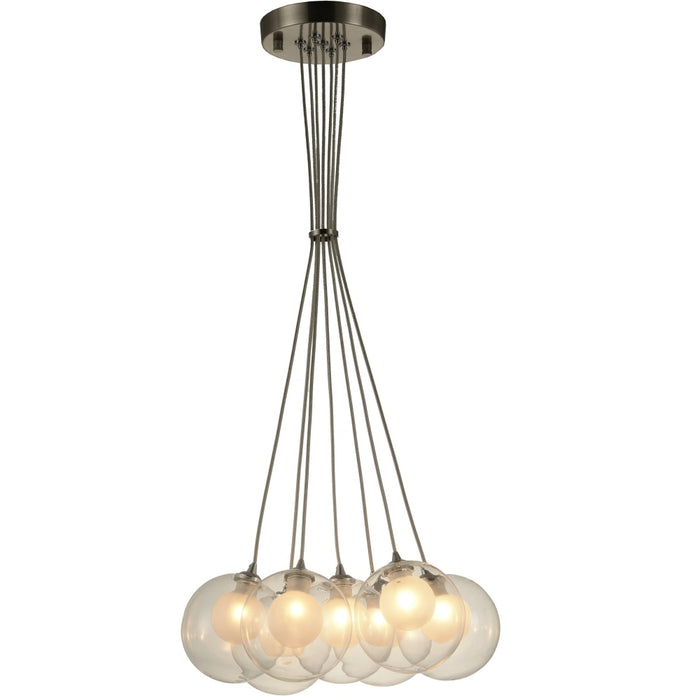 Moulin Matte Nickel Clear Frost Glass 7 Light Halogen Pendant - Pendants