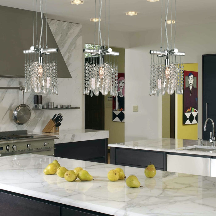 Nadia Polished Chrome Clear Crystal 1 Light Pendant - Pendants
