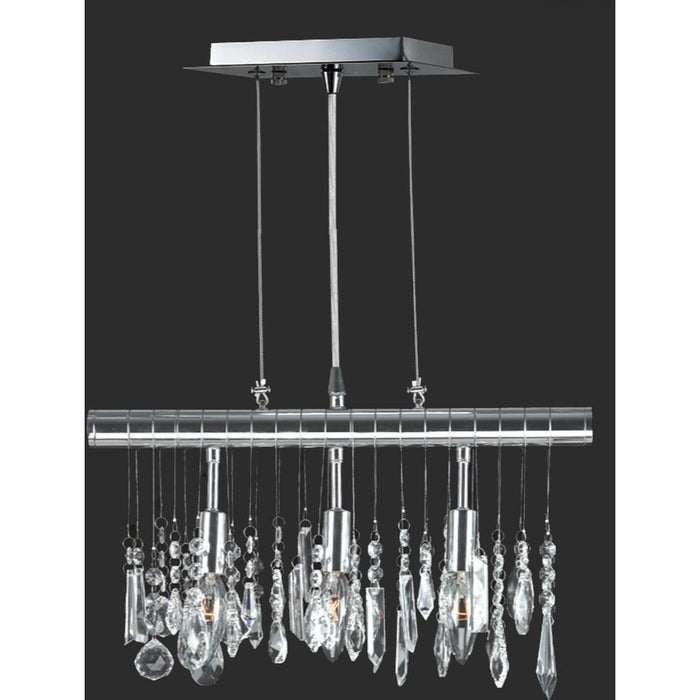 Nadia Polished Chrome Clear Crystal 3 Light Pendant - Pendants