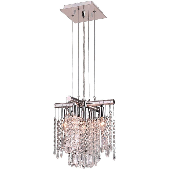Nadia Polished Chrome Clear Crystal 5 Light Pendant - Pendants