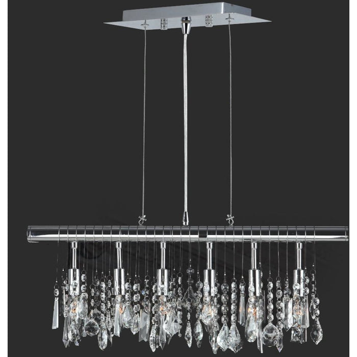 Nadia Polished Chrome Clear Crystal 6 Light Pendant - Pendants