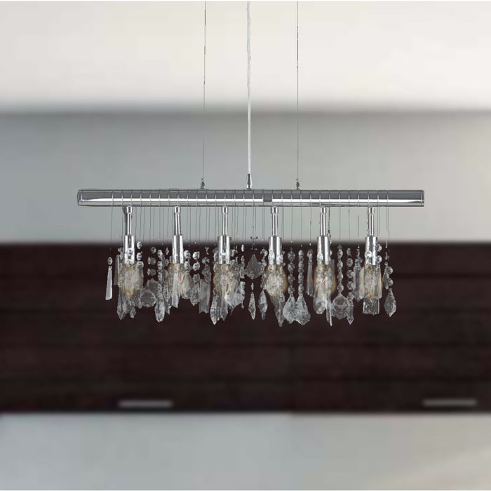 Nadia Polished Chrome Clear Crystal 6 Light Pendant - Pendants