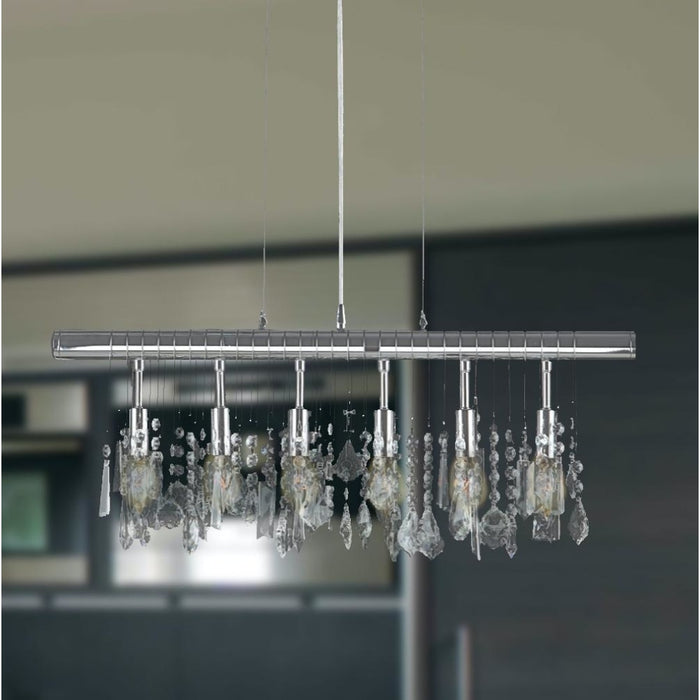 Nadia Polished Chrome Clear Crystal 6 Light Pendant - Pendants